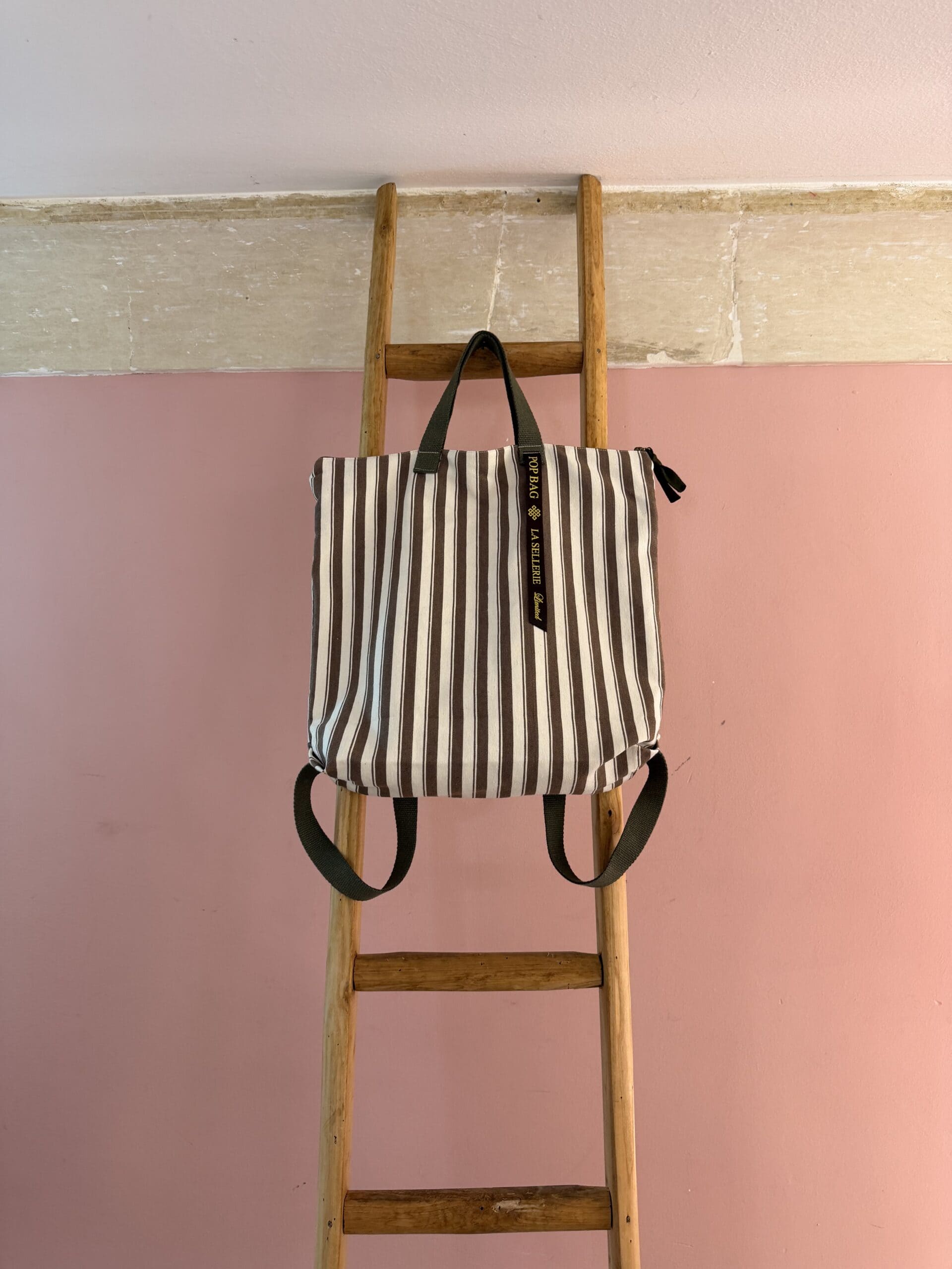 ZAINO ROCK Tessuto righe beige - immagine 2